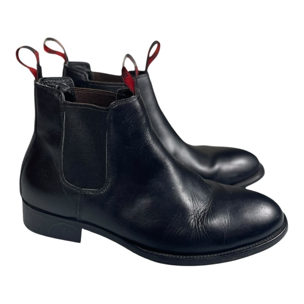 KingGee Men’s Urban Black Leather Slip On Ankle Boots Size-8.5